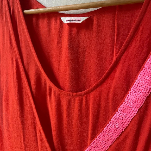 Sass & Bide Mini Dress Red w Pink Sequins Color block Party Dress - Picture 2 of 8